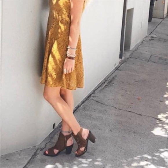 Distressed Mocha Cut Out Peep Toe Bootie - Picture 6 of 8